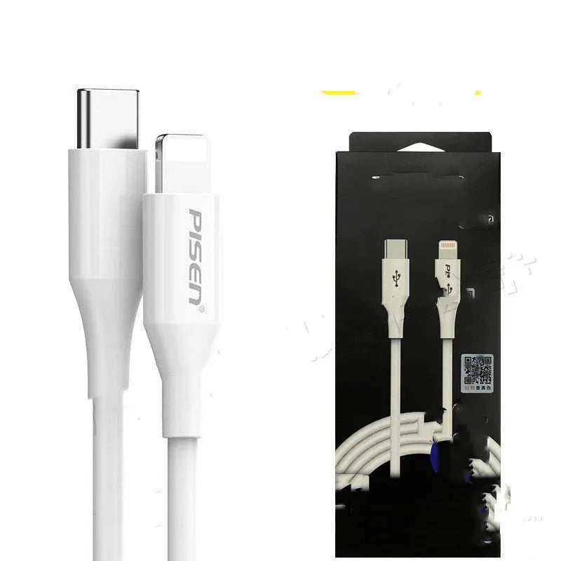 White PVC fast charger cable Type-C to Lightning in 1m length for PD charging