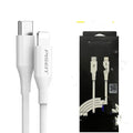 White PVC fast charger cable Type-C to Lightning in 1m length for PD charging