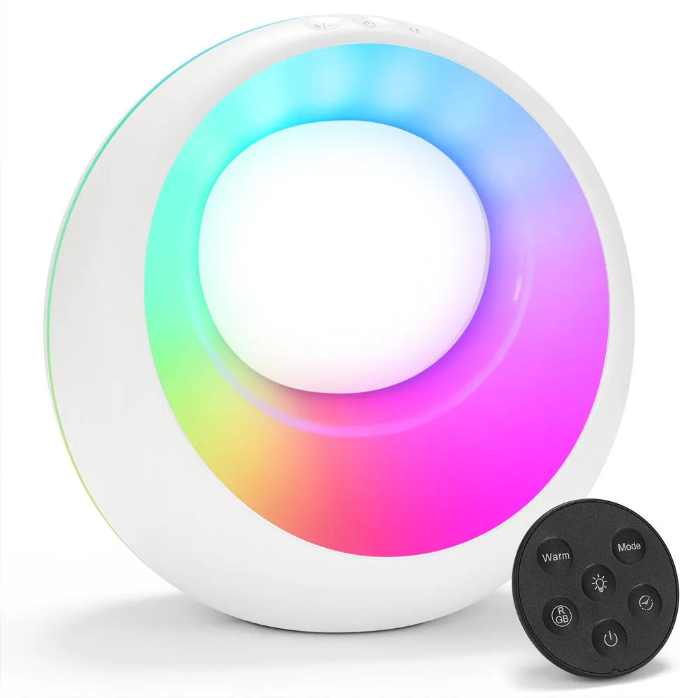 Creative Touch small RGB colour-changing night lamp with remote control on desk