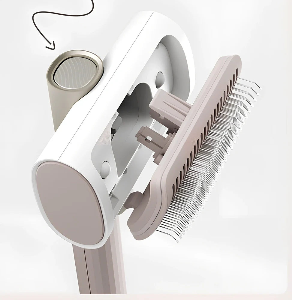 Grey 2-in-1 pet hair removal needle comb with stainless steel teeth, 185mm long, for cats and dogs grooming