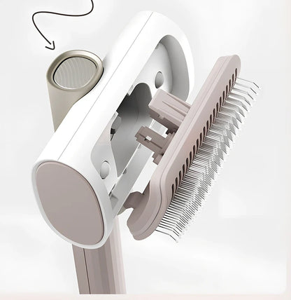 Grey 2-in-1 pet hair removal needle comb with stainless steel teeth, 185mm long, for cats and dogs grooming