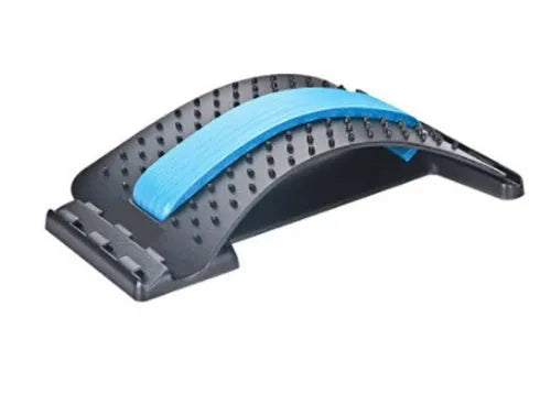 Adjustable back stretcher massager in trapezoid shape on a neutral background.