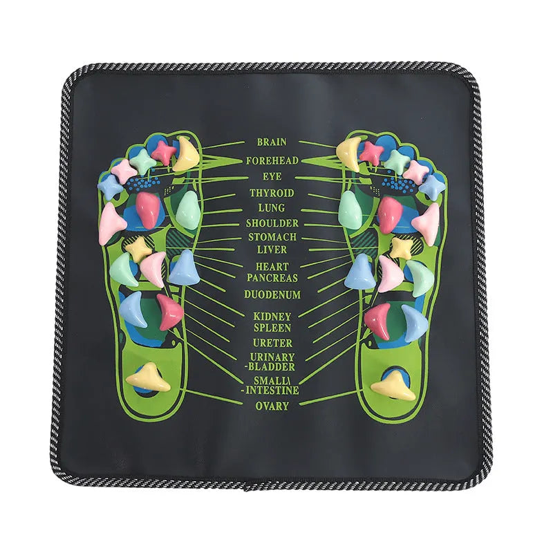 Health Path Cobblestone Foot Massage Mat 35x35cm PVC with English text on a floor indoors