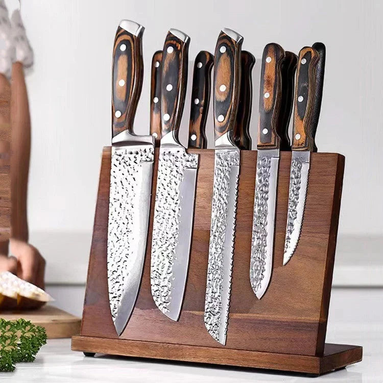Solid wood magnetic knife holder for kitchen storage