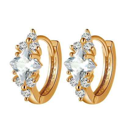 Personalised square zircon earrings in gold, silver, and coloured zircon options