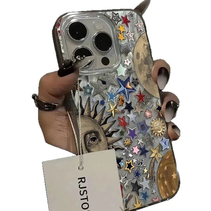 Silicone phone case with Sun Moon silver feather shell pattern for Apple iPhone