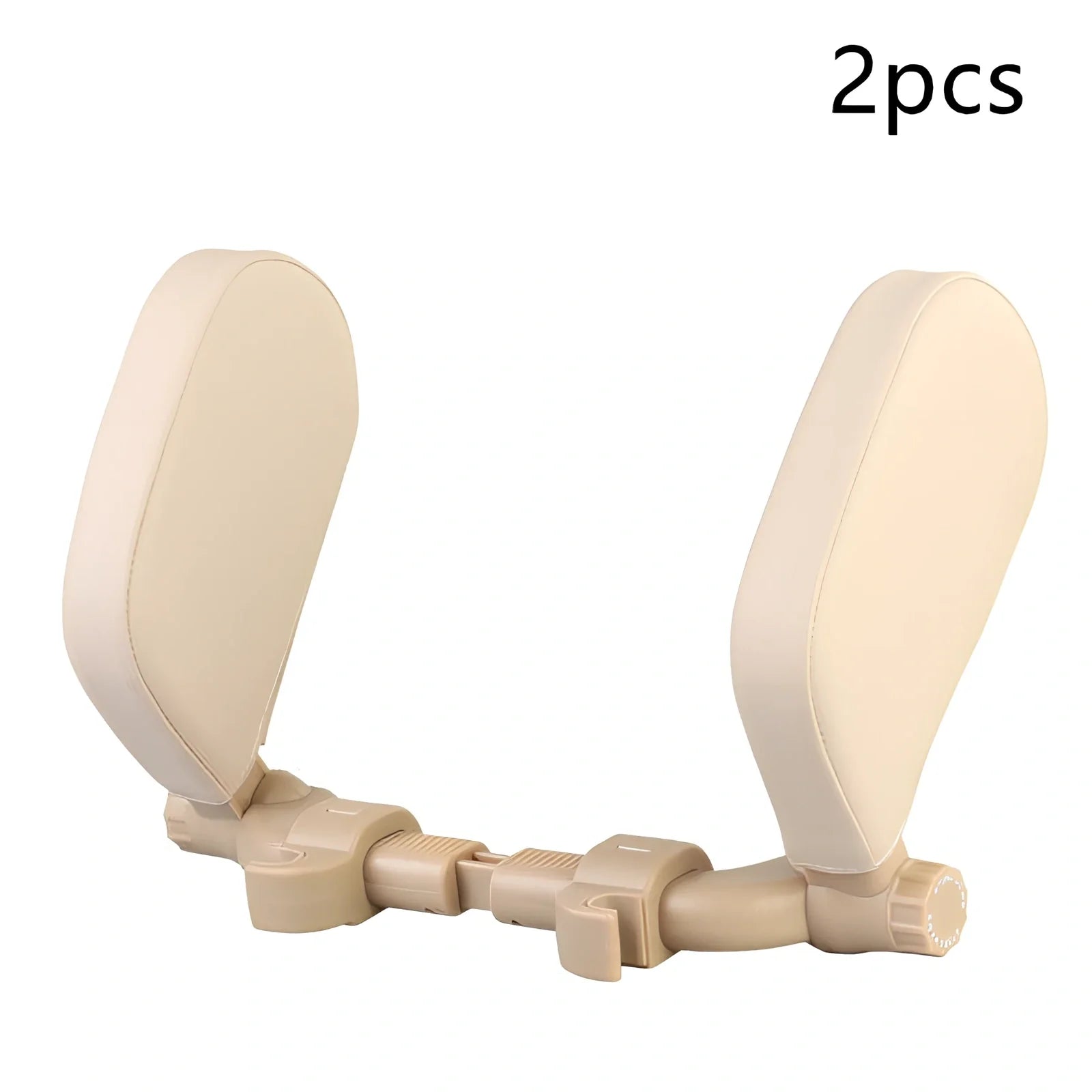 Adjustable car headrest pillow with 36cm bracket and 14cm rotating PU leather cushion