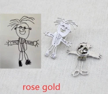 Custom stainless steel children's artwork necklace with gold, silver, and rose gold options