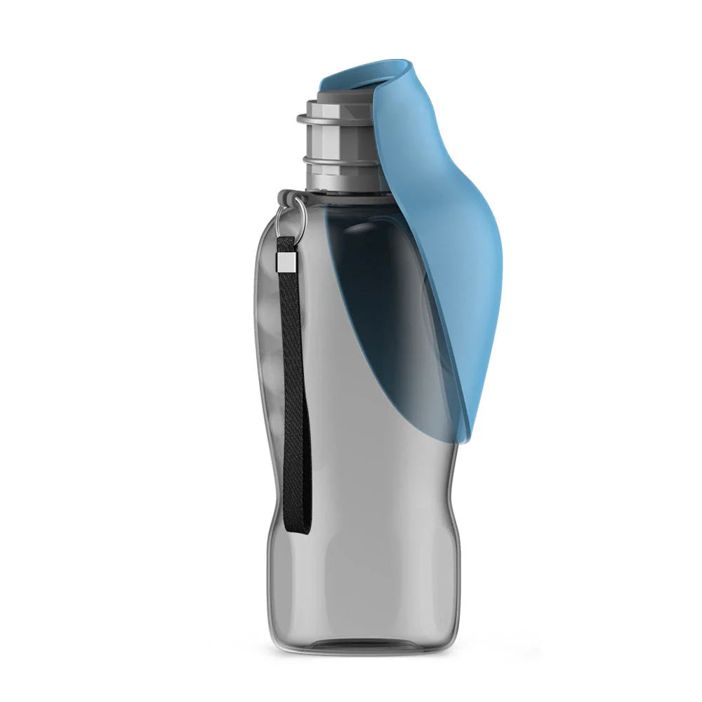 800ml portable dog water bottle with foldable bowl in various colors, leakproof design for outdoor use