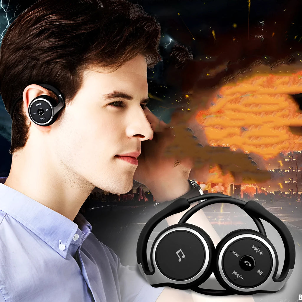 Stereo wireless Bluetooth headset in Black, Gold, and White with FM radio and TF card slot