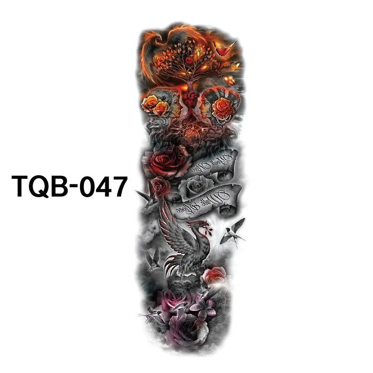 Waterproof full arm tattoo sticker with vibrant designs for temporary body art