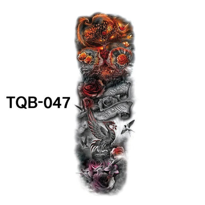 Waterproof full arm tattoo sticker with vibrant designs for temporary body art