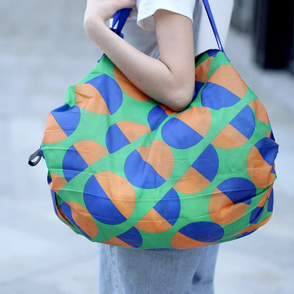 Large capacity foldable nylon shopping bag in various colors and patterns