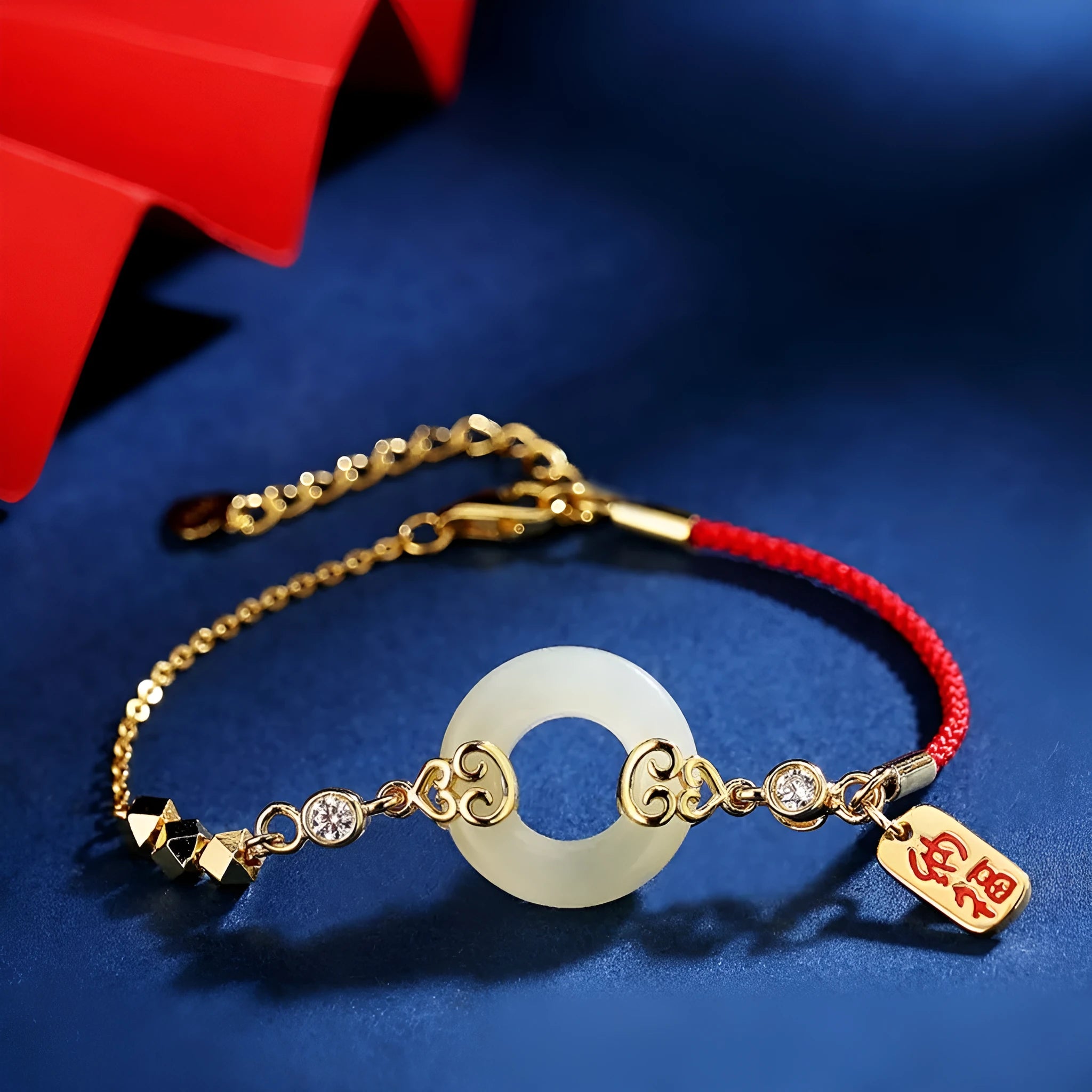 Hetian Jade gourd bracelet, Fu character necklace, and earrings set in 925 sterling silver.