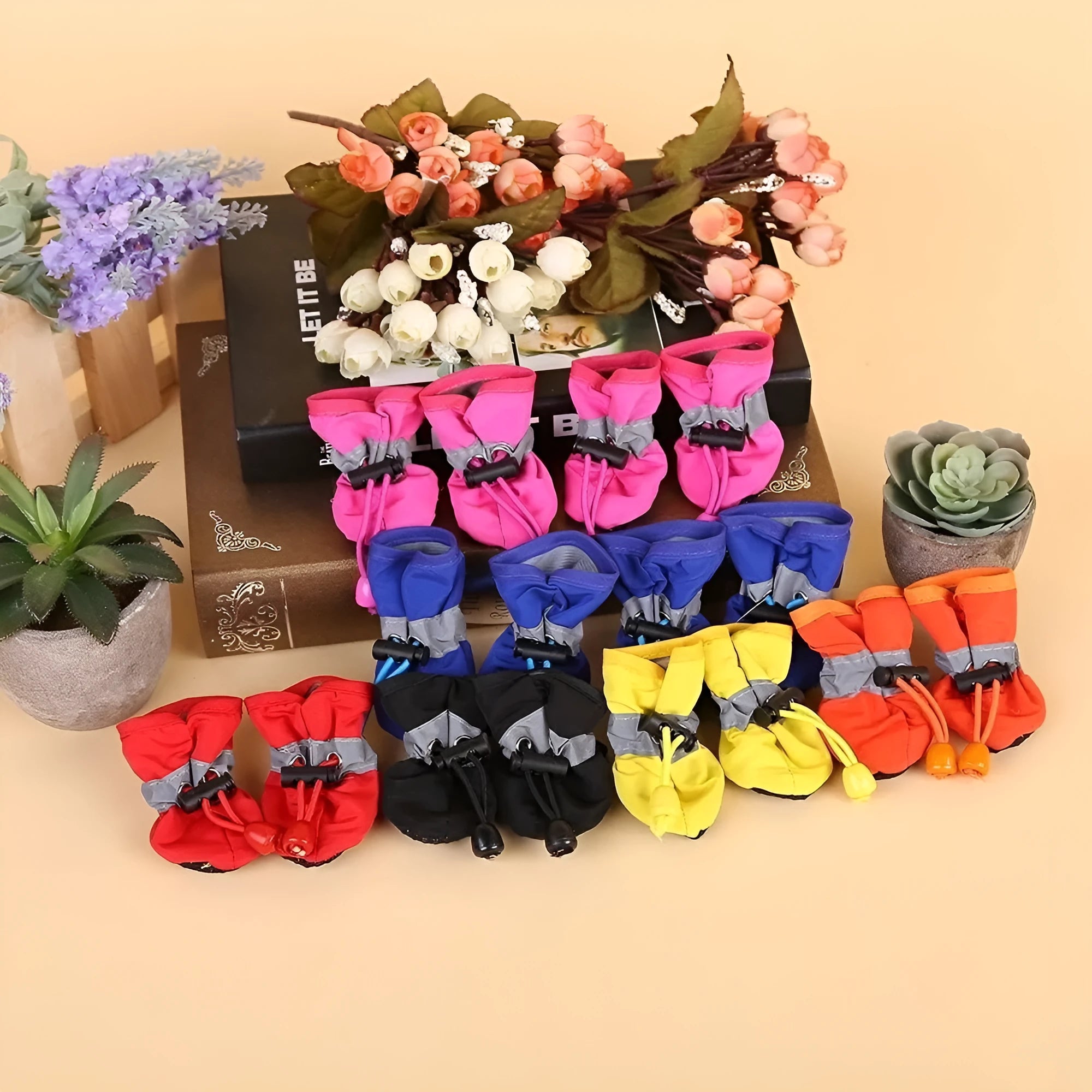 Soft bottom cloth dog shoes in multiple colours with seven size options