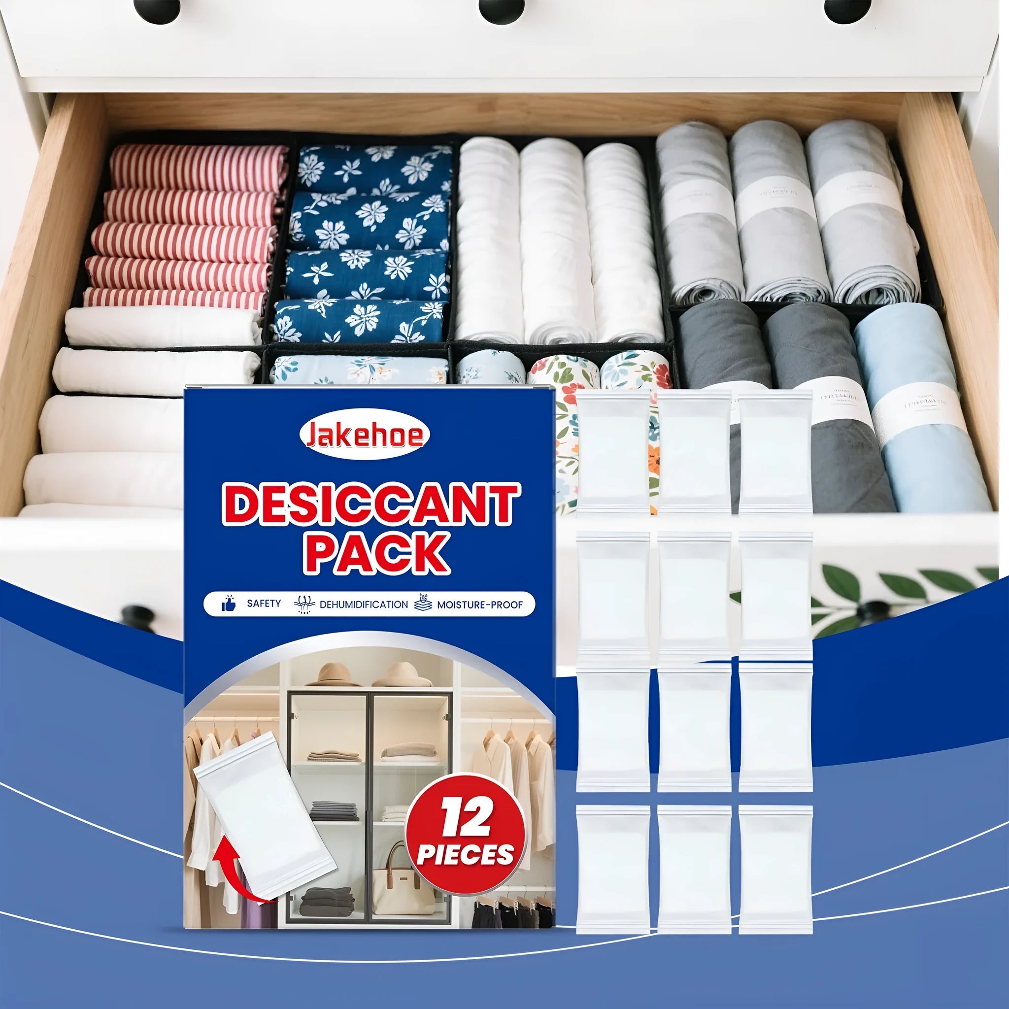 12 calcium chloride household desiccant packs for wardrobe and cupboard moisture control