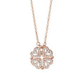 Four-leaf clover double-wear necklace for women, copper with heart pendant and cross chain, fade-resistant 18k gold finish
