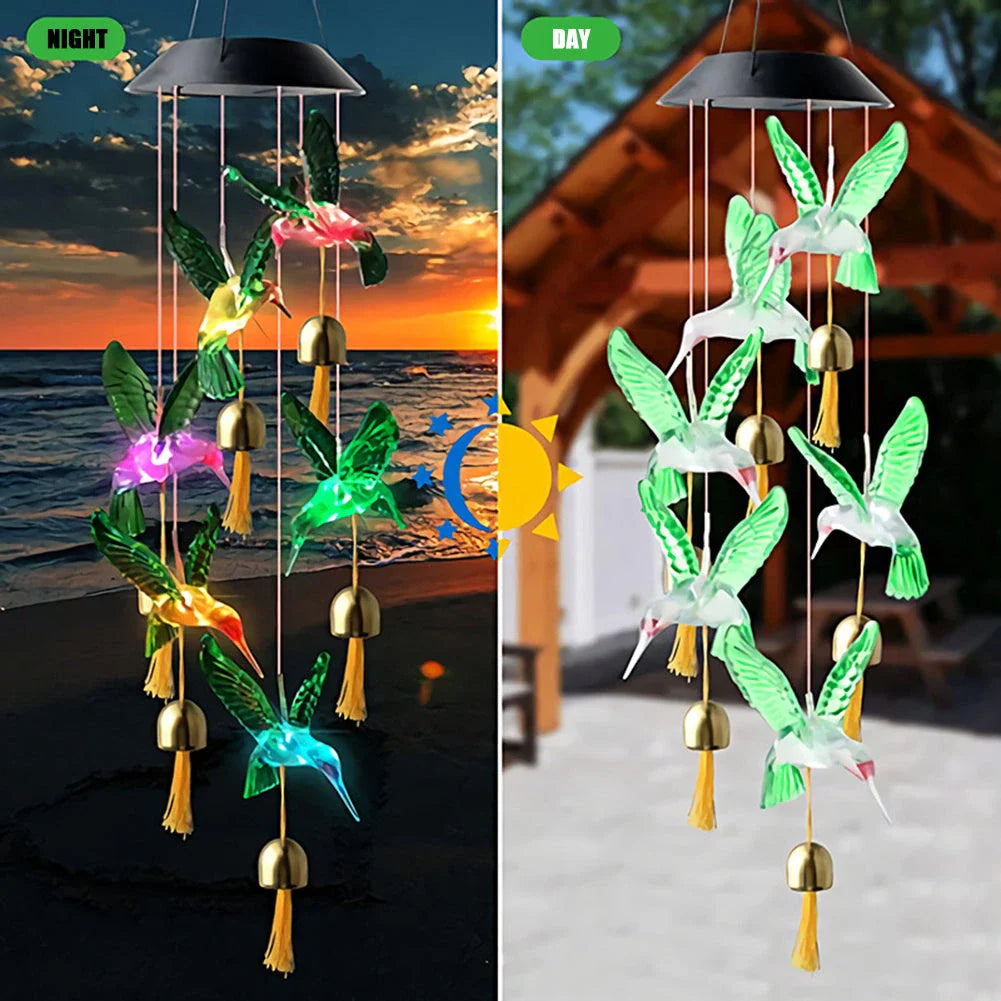 Enchanting solar-powered windchime with color-changing LED lights and chime melody for outdoor decor