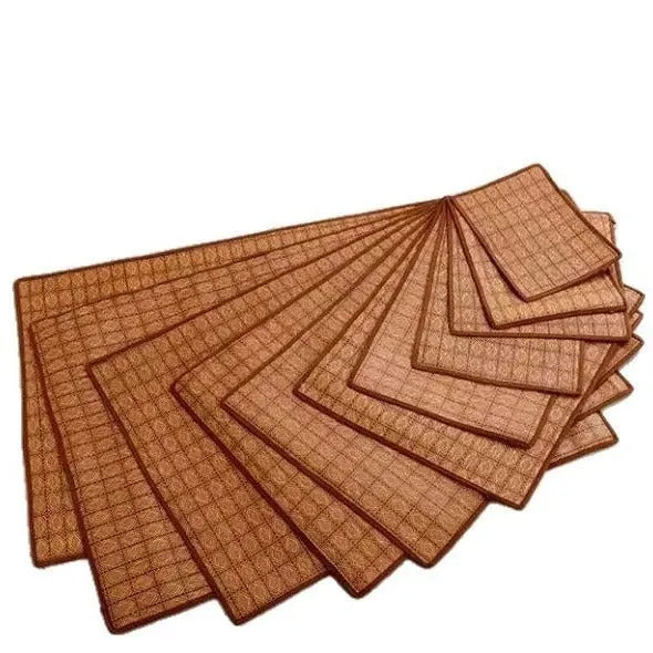 Brown rattan weave dog cooling mat shown in a large size.
