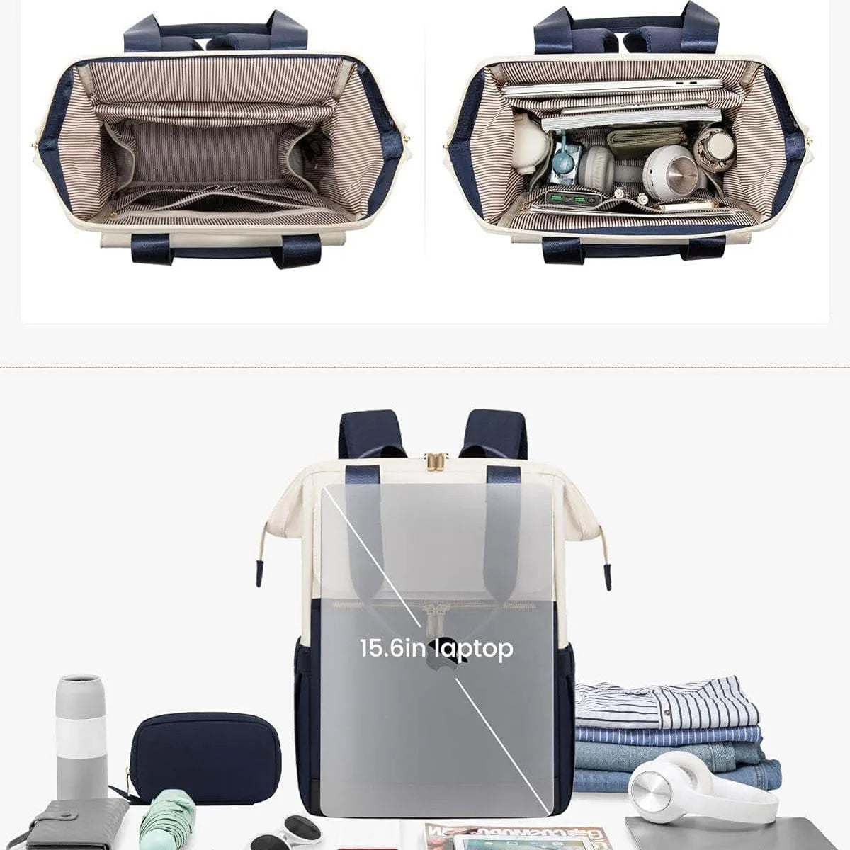 Large capacity 36-55L contrast colour Oxford cloth travel backpack with curved shoulder strap, black colour