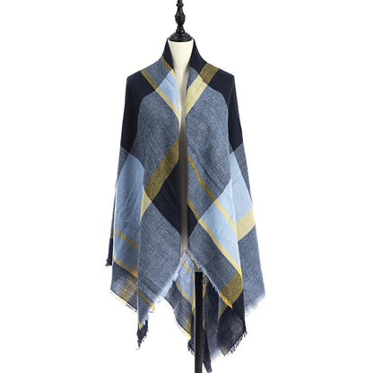 Women's double-sided Qicaigei scarf shawl in imitation cashmere, 140x140cm