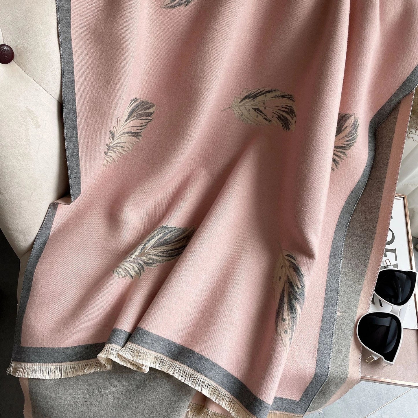 Cashmere-like Short Beard Tassel Thickened Warm Shawl Scarf in various colours