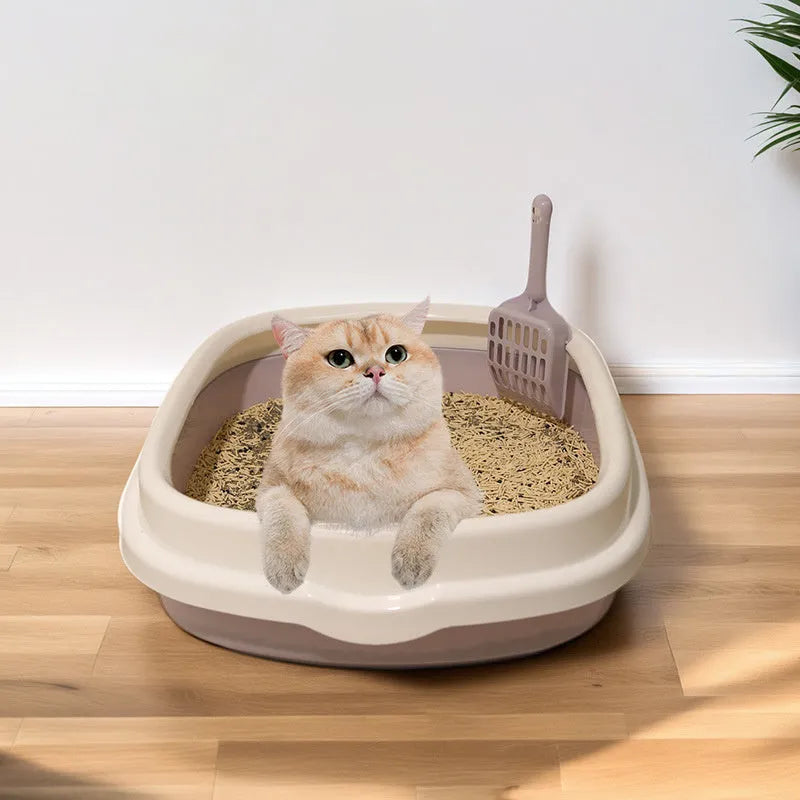 Plastic pet toilet bedpan training tray with scoop, anti-splash design, blue colour, medium size