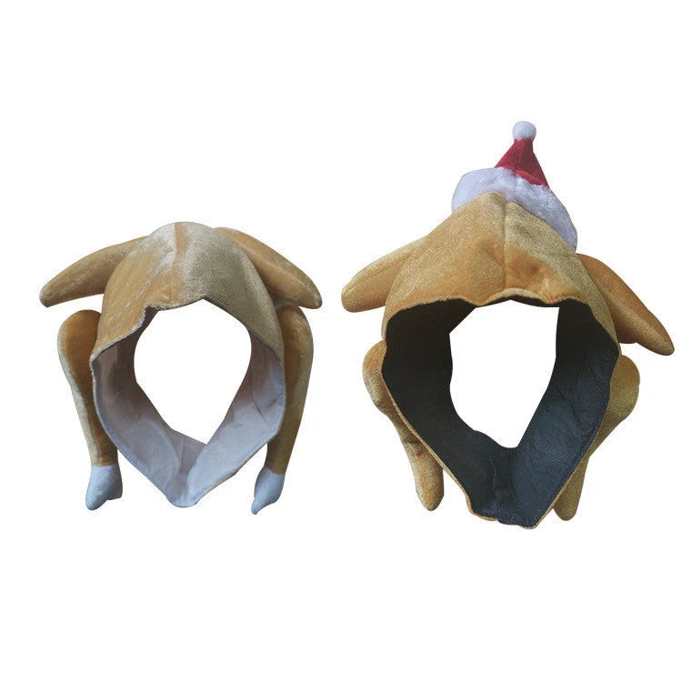 Brown Plush Roasted Turkey Hat for Thanksgiving celebrations