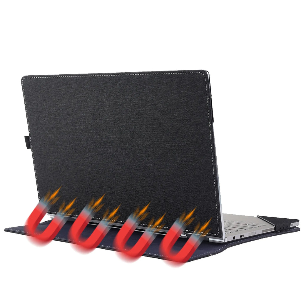 Black imitation leather protective sleeve for Microsoft Surface Laptop 6 with bracket design