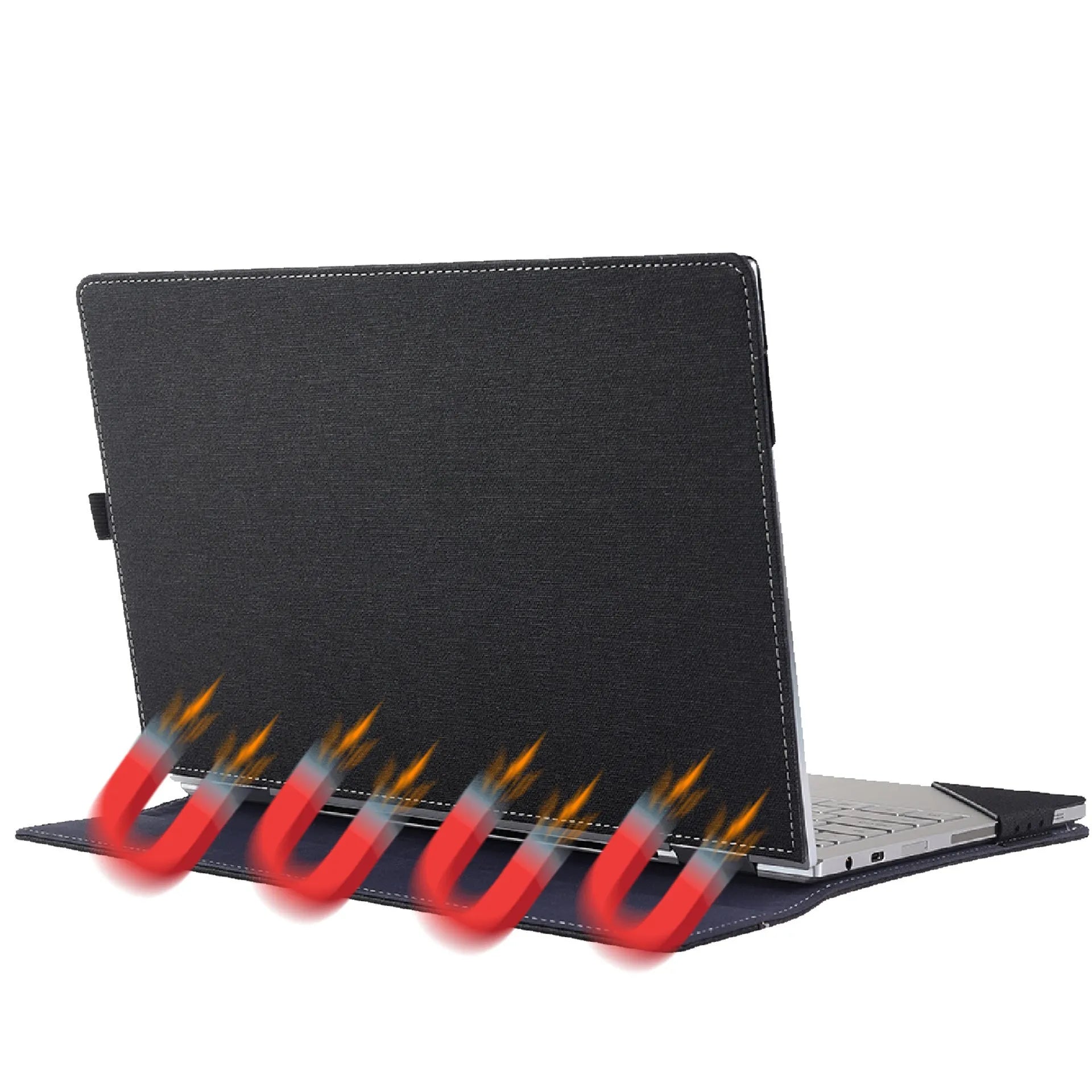 Black imitation leather protective sleeve for Microsoft Surface Laptop 6 with bracket design