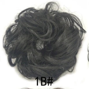 Synthetic wavy curly messy hair bun for women, 12cm diameter, high-temperature wire
