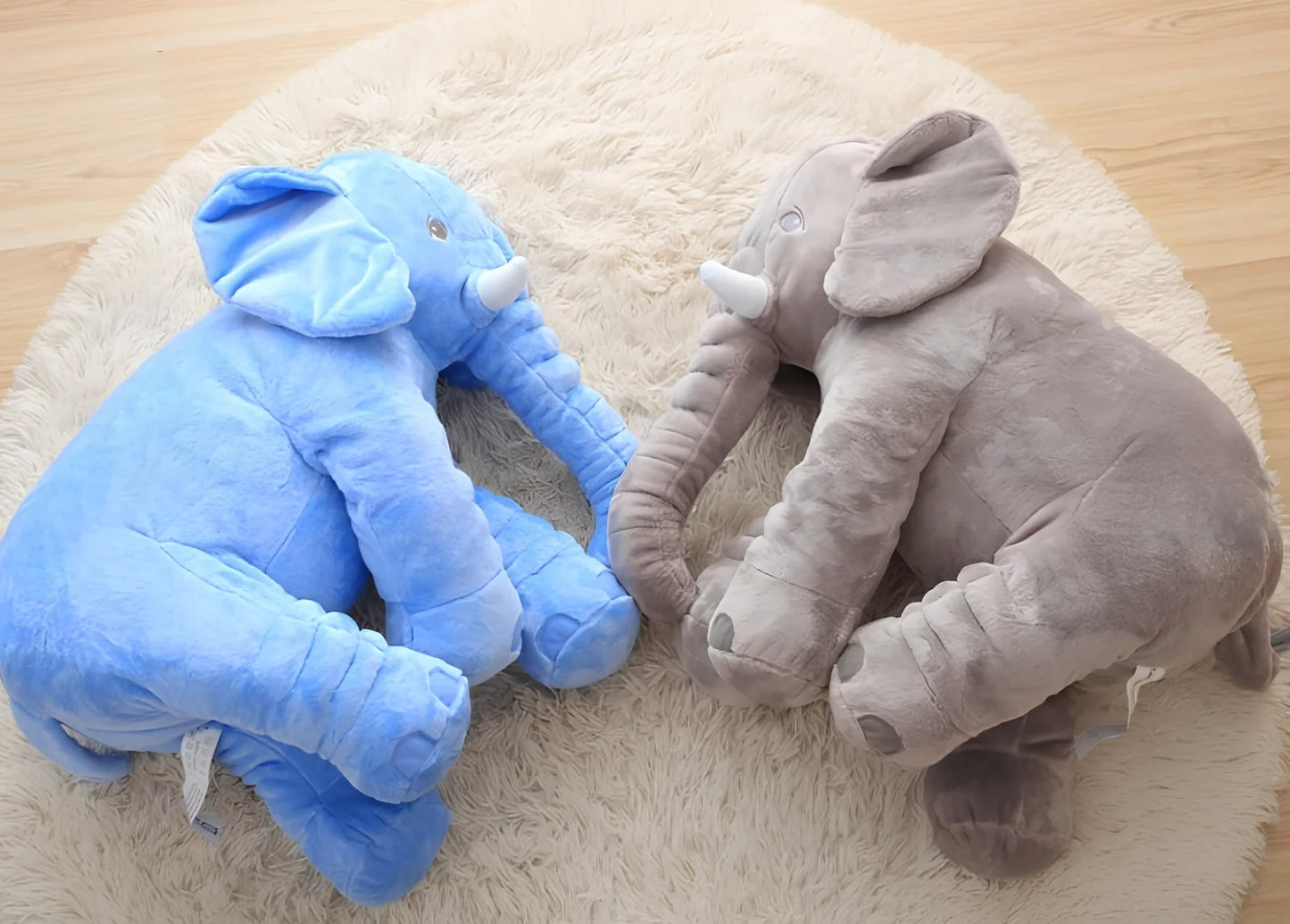 Soft 60cm grey elephant plush toy pillow with PP cotton filling for children's calming, in various colours like blue and pink