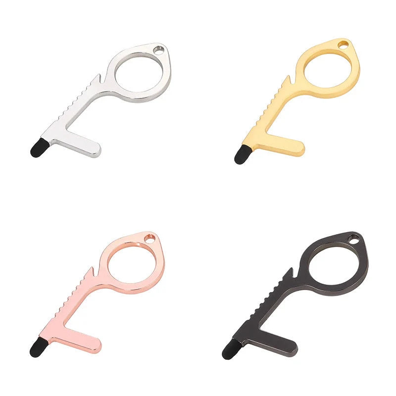 Alloy protective door opener keychain in various colours, 7.9cm in size