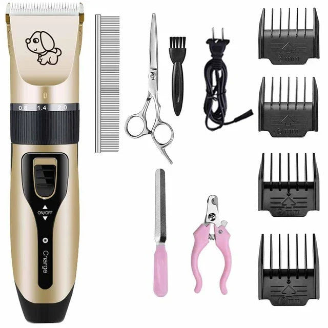 Dog hair clipper with ceramic blade and adjustable combs for precise grooming