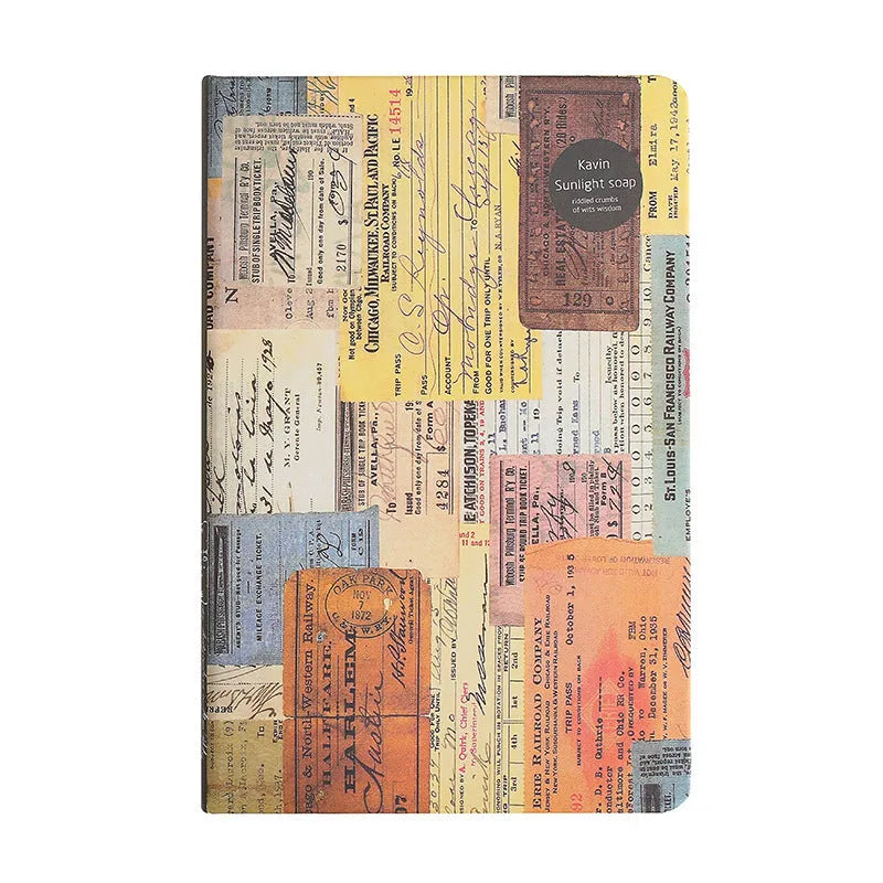 Carving Time A5 kraft paper mood notebook in blue, coffee, or red with European retro style and coloured pages.