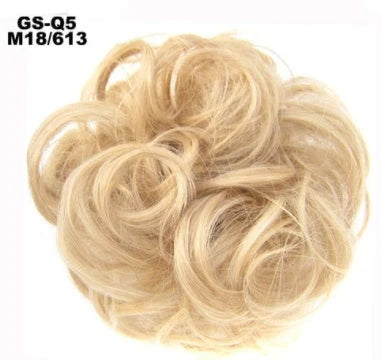Synthetic wavy curly messy hair bun for women, 12cm diameter, high-temperature wire