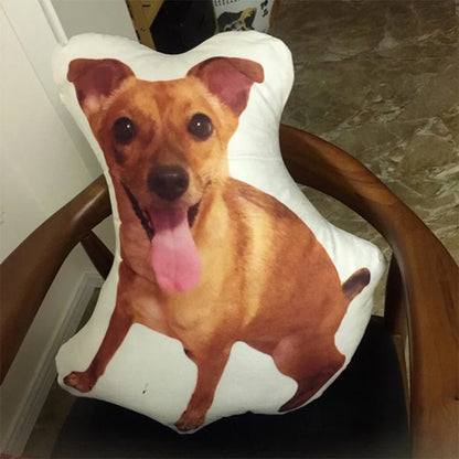 Custom pet photo pillow with your pet's image, available in various sizes and printing options.