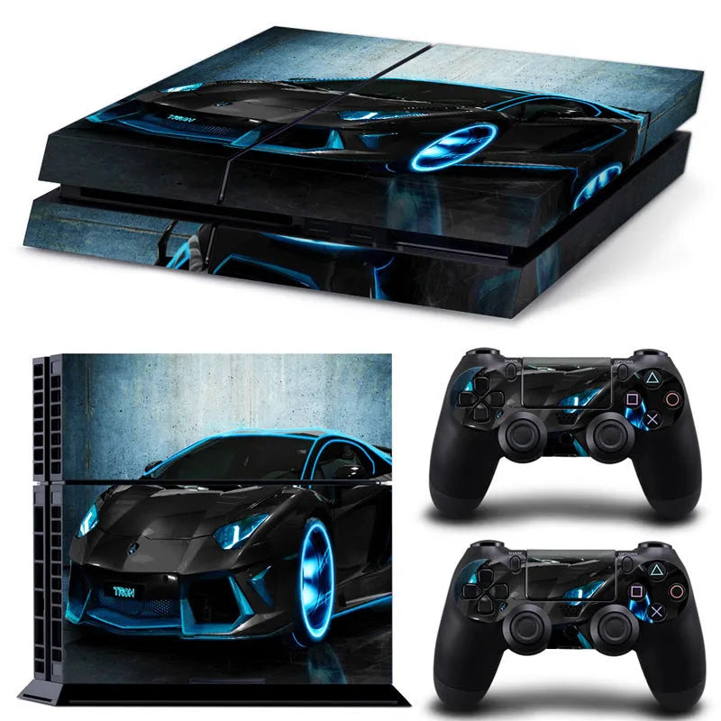 PS4 game console protective film showing thin 0.001mm PVC construction with style options