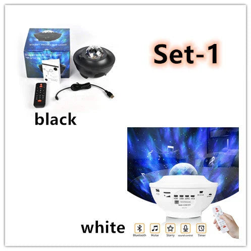 USB Control Music Player LED Night Light projecting vibrant starry sky colours