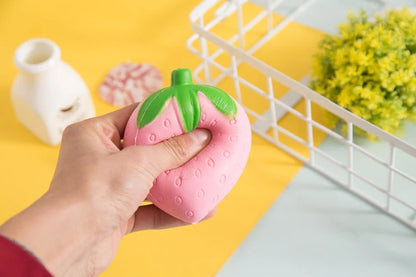 Strawberry-shaped anti-stress ball made from durable PU/polyurethane for stress relief