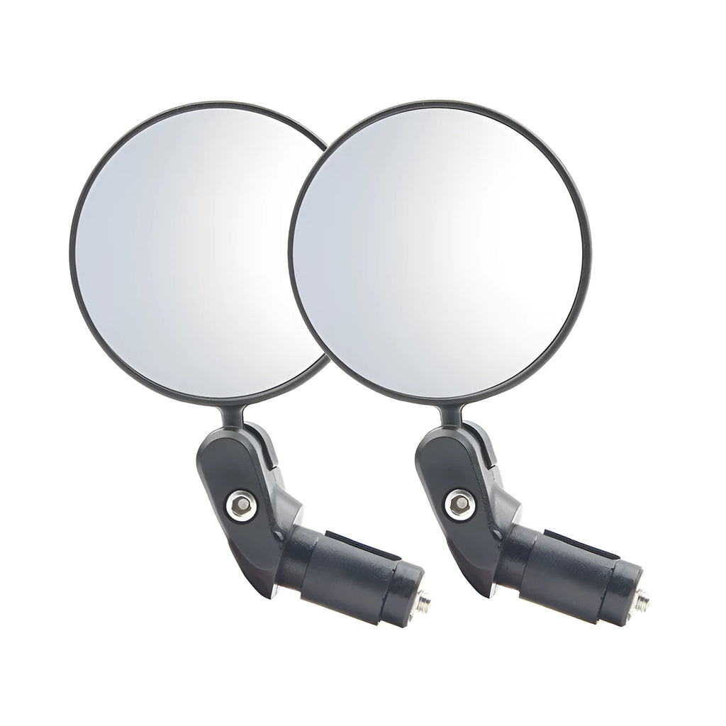 Black convex rearview mirror with 7cm diameter reflector and 14cm total length