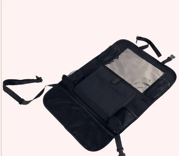 Car seat back storage bag 65x45cm 600D Oxford cloth mesh PVC hanging on seat back with compartments visible
