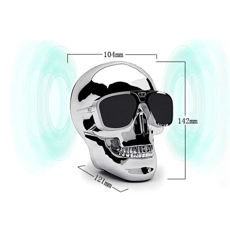 Limited edition skull-shaped wireless Bluetooth speaker in various colours with portable design
