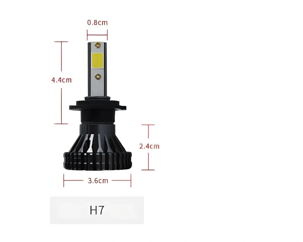 9005 HB3 LED automotive headlight with aluminium housing and heat dissipation fins