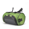 Rainproof polyester bicycle handlebar bag in black with phone touch screen window and 1.5L capacity