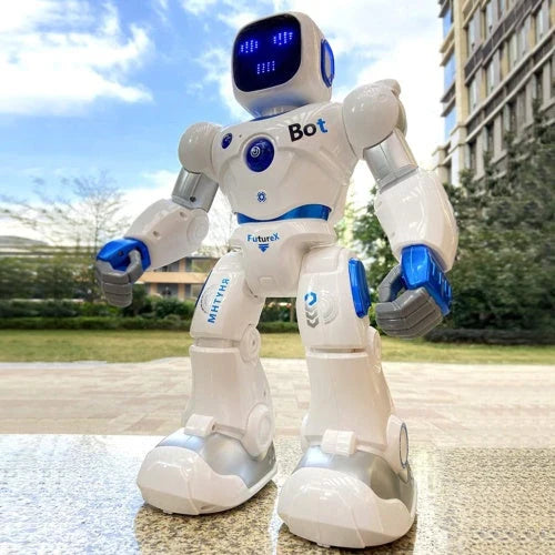 Smart Remote-Controlled Robot Toy with mobile app control, gravity sensor, and interactive lights for early learning and STEM education