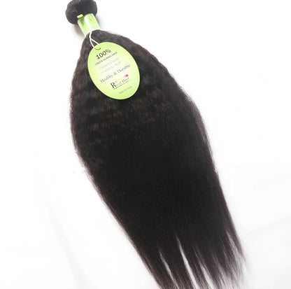 Brazilian kinky yaki straight curtain wig in real human hair, 16-inch length with lace front and natural waves