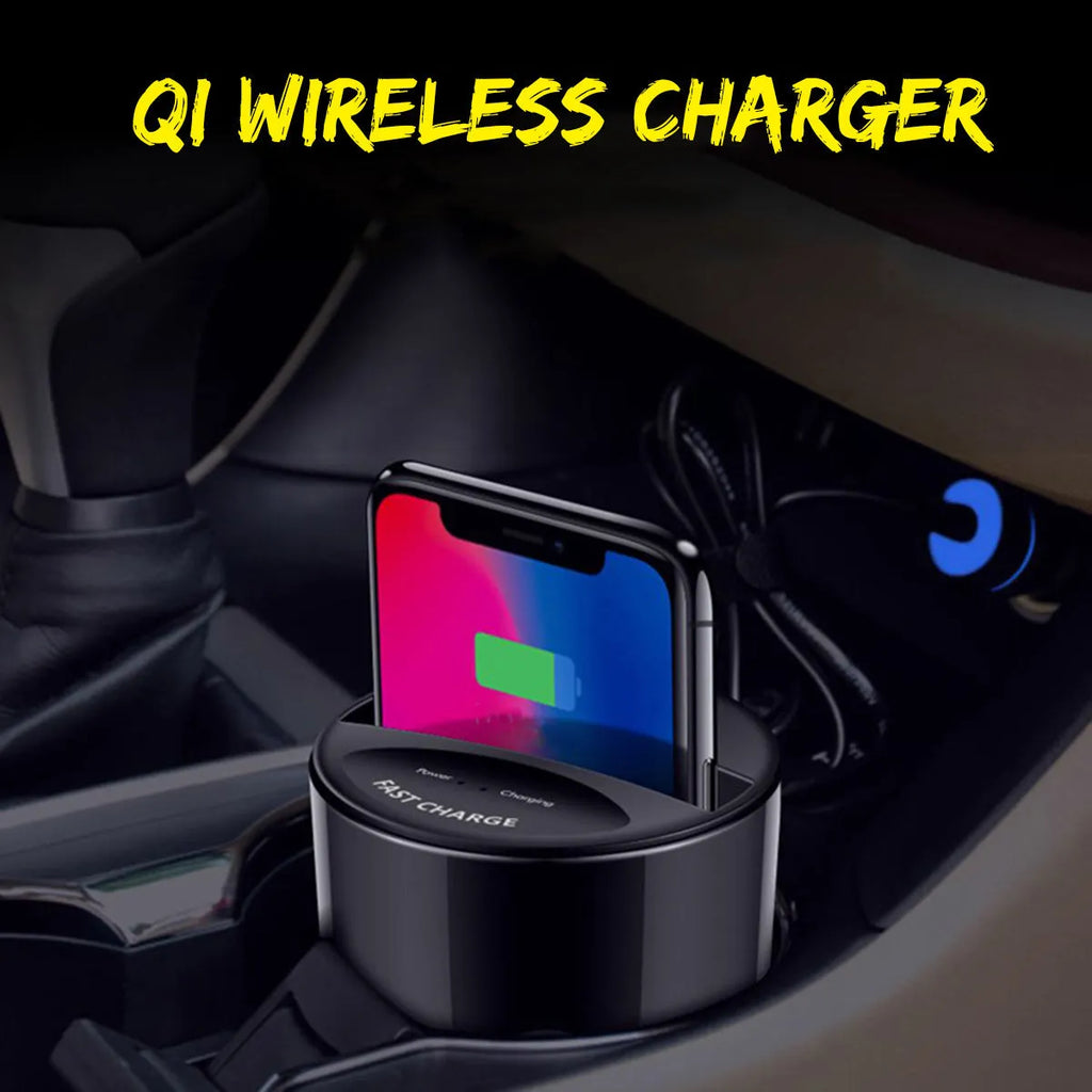 Black X9 car wireless charging cup with QI 10W fast charging and LED indicator