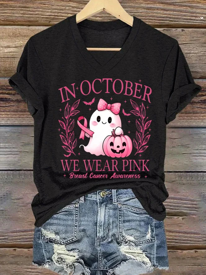 Women's printed cotton V-neck short sleeve top with regular sleeve design available in multiple colours and sizes from S to 5XL featuring European and American street hipster style with printing craft elements