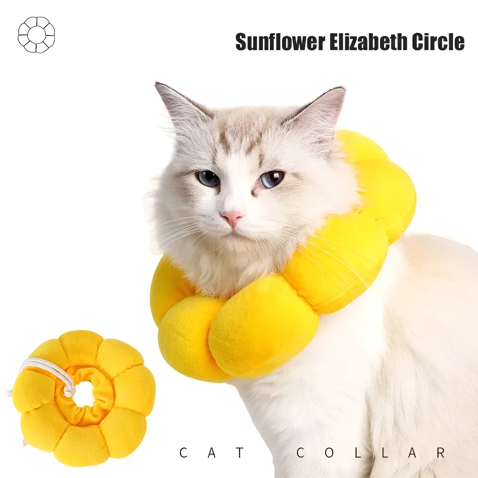 Soft cotton anti-lick recovery collar for a small dog or cat after surgery.